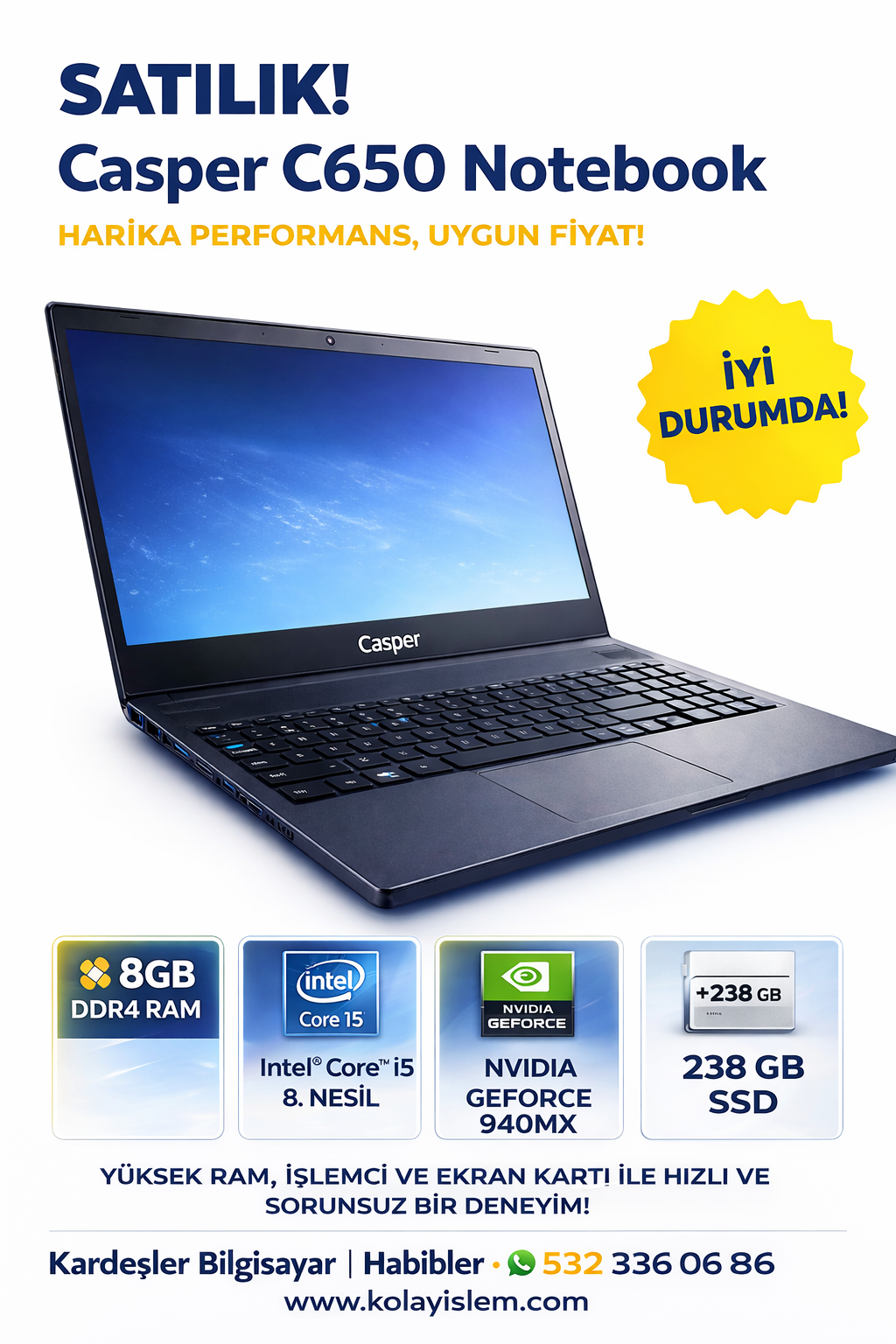 Casper C650 Notebook ürün görseli 5